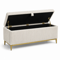Gepolsterte Sitzbank mit Stauraum und Klappdeckel, 120 x 45 x 45 cm, Creme/Gold/Schwarz