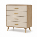 Kommode mit 4 Schubladen, 90 x 45 x 100 cm, Natur/Beige/Gold, Retro-Stil