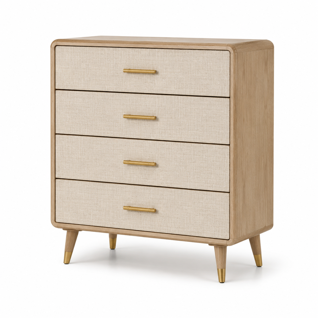 Kommode mit 4 Schubladen, 90 x 45 x 100 cm, Natur/Beige/Gold, Retro-Stil