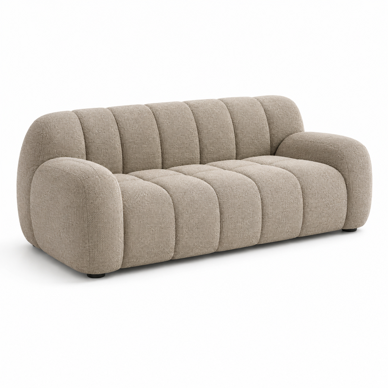 Modernes 3-Sitzer-Sofa aus Strukturstoff in Bouclé-Optik, Beige, 220 x 95 x 75 cm