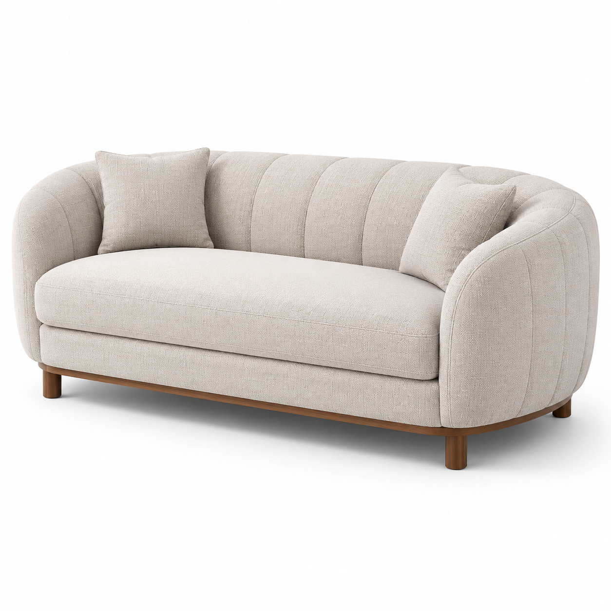 Modernes 3-Sitzer-Sofa aus Strukturstoff in Creme/Braun, 220 x 90 x 78 cm