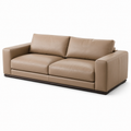 Modernes 3-Sitzer-Sofa in Taupe mit dunkelbraunem Holzsockel, 220 x 95 x 82 cm