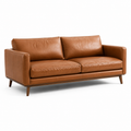 Modernes 3-Sitzer-Sofa in Braun/Dunkelbraun, 210 x 90 x 82 cm, Lederoptik mit Holzgestell
