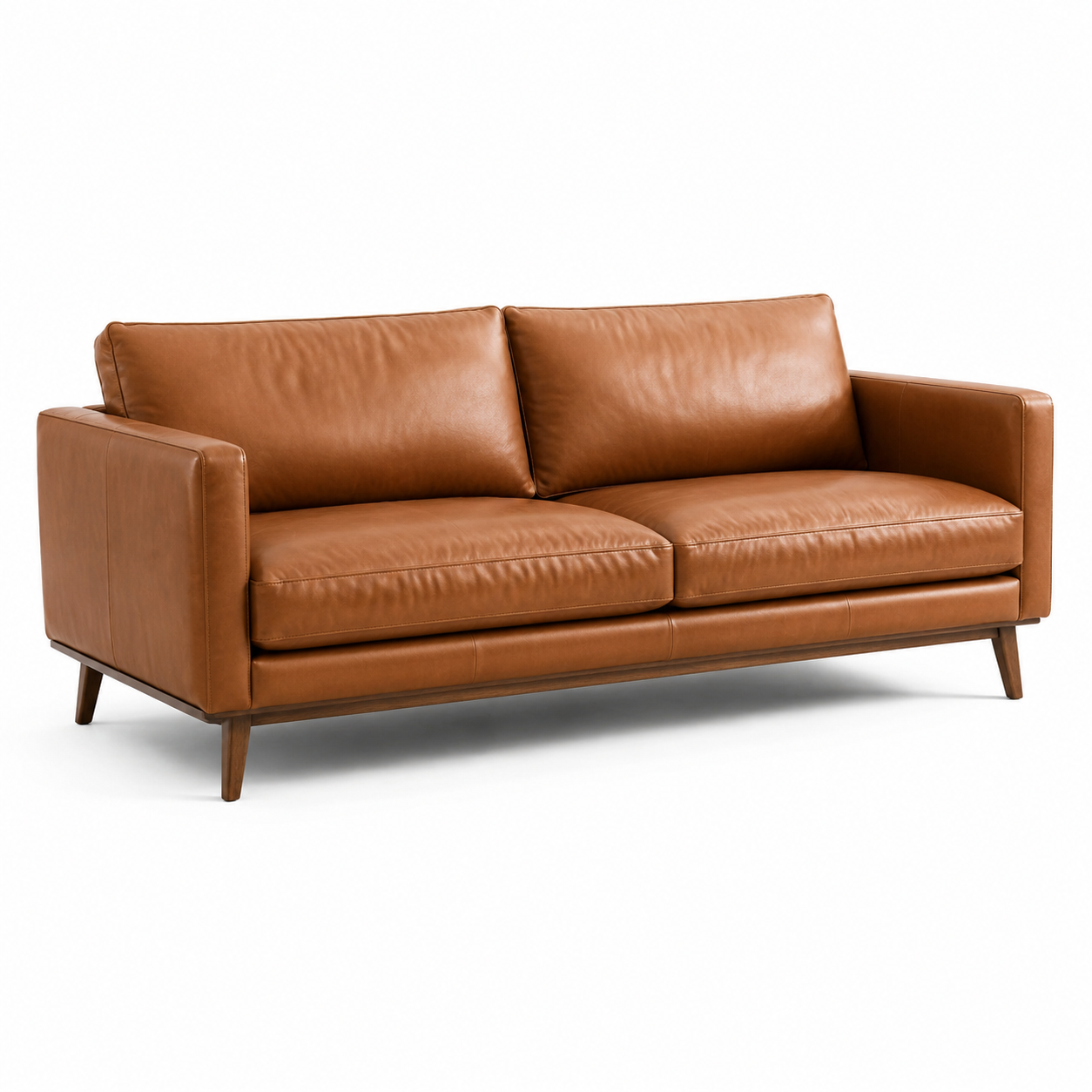 Modernes 3-Sitzer-Sofa in Braun/Dunkelbraun, 210 x 90 x 82 cm, Lederoptik mit Holzgestell