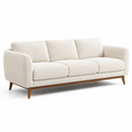 Modernes 3-Sitzer-Sofa mit Bouclé-Bezug in Creme und Holzgestell in Braun, 220 x 90 x 85 cm