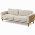 Modernes 3-Sitzer-Sofa mit Holzrahmen, Beige/Natur, 220 x 88 x 84 cm