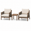 3-teiliges Gartenmöbel-Set Braun/Beige/Dunkelgrau mit 2 Sesseln 77 x 78 x 82 cm und Beistelltisch 50 x 50 x 45 cm
