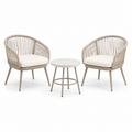 3-teiliges Gartenmöbel-Set Beige/Cremeweiß mit 2 Sesseln 72 x 74 x 78 cm und Tisch Ø 55 x 48 cm