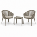 3-teiliges Gartenmöbel-Set in Taupe/Beige – 2 Armlehnstühle je 60 x 62 x 82 cm und Beistelltisch 50 x 50 x 45 cm