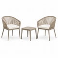 3-teiliges Gartenmöbel-Set in Taupe/Creme mit 2 Stühlen 60 x 61 x 82 cm und Tisch 50 x 50 x 45 cm