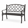 Metall-Gartenbank für 2 Personen, 127 x 60 x 86 cm, Schwarz, mit Armlehnen und ornamentalem Gittermuster