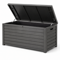 Garten-Aufbewahrungsbox mit Klappdeckel, 125 x 62 x 65 cm, Dunkelgrau/Schwarz