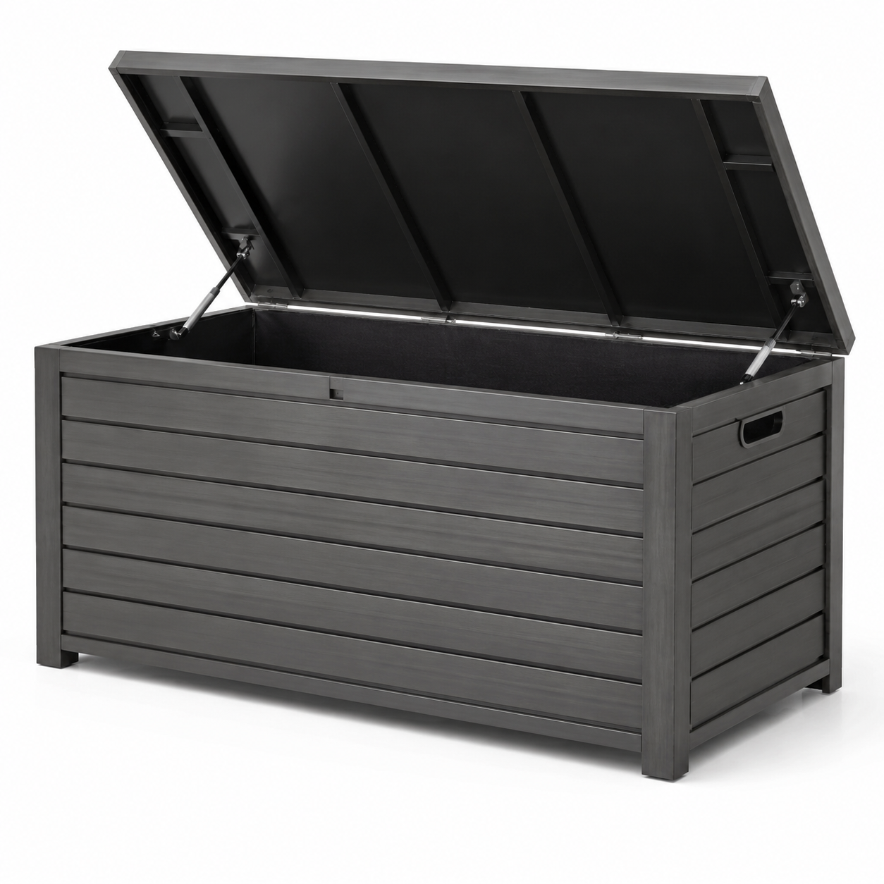 Garten-Aufbewahrungsbox mit Klappdeckel, 125 x 62 x 65 cm, Dunkelgrau/Schwarz