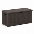 Garten-Aufbewahrungsbox mit Klappdeckel, 120 x 54 x 57 cm, Dunkelbraun, Kunststoff in Rattanoptik