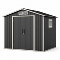 Metall-Gerätehaus 257 x 205 x 202 cm in Anthrazit/Silber mit Doppeltür, Fenster und Satteldach