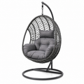 Hängesessel mit Standgestell, 105 x 105 x 195 cm, Stahl und Polyrattan, Schwarz/Grau