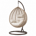 Hängesessel mit freistehendem Gestell, 120 x 105 x 195 cm, Polyrattan und Stahl, Beige/Dunkelbraun